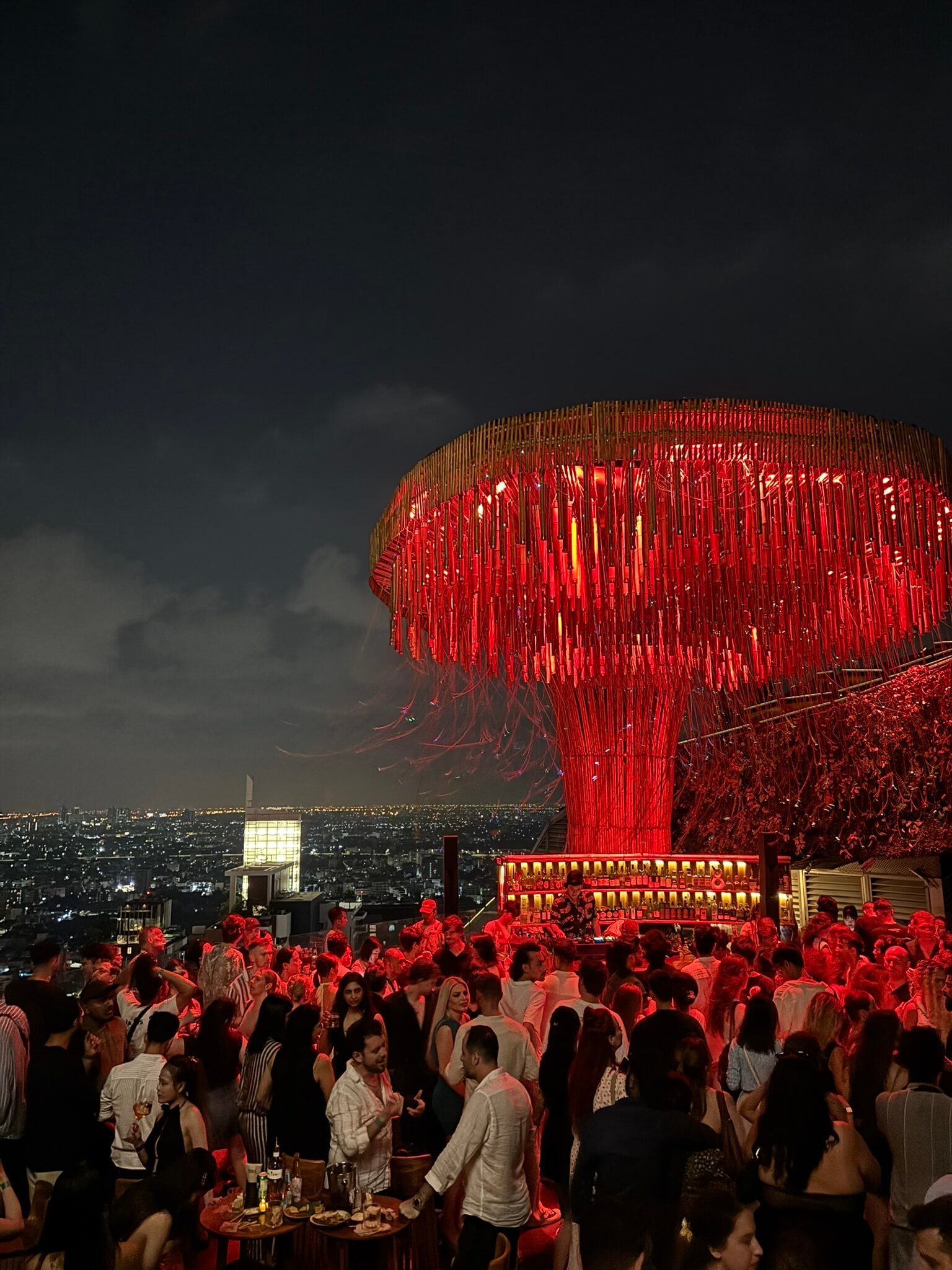 Tichuca rooftop bar Bangkok atmosphere at night