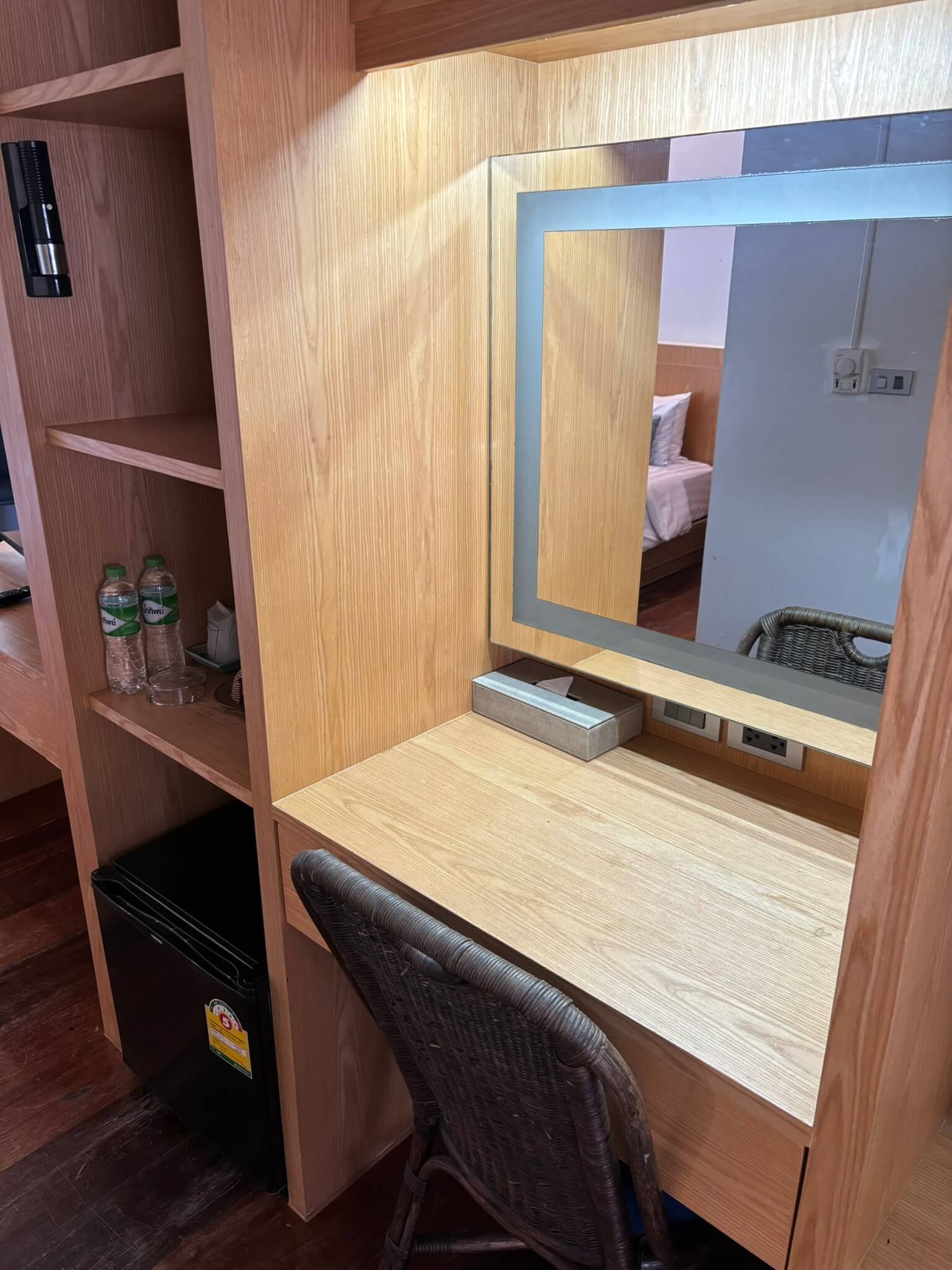 Room amenities and desk area in C Villa at Coral Cliff