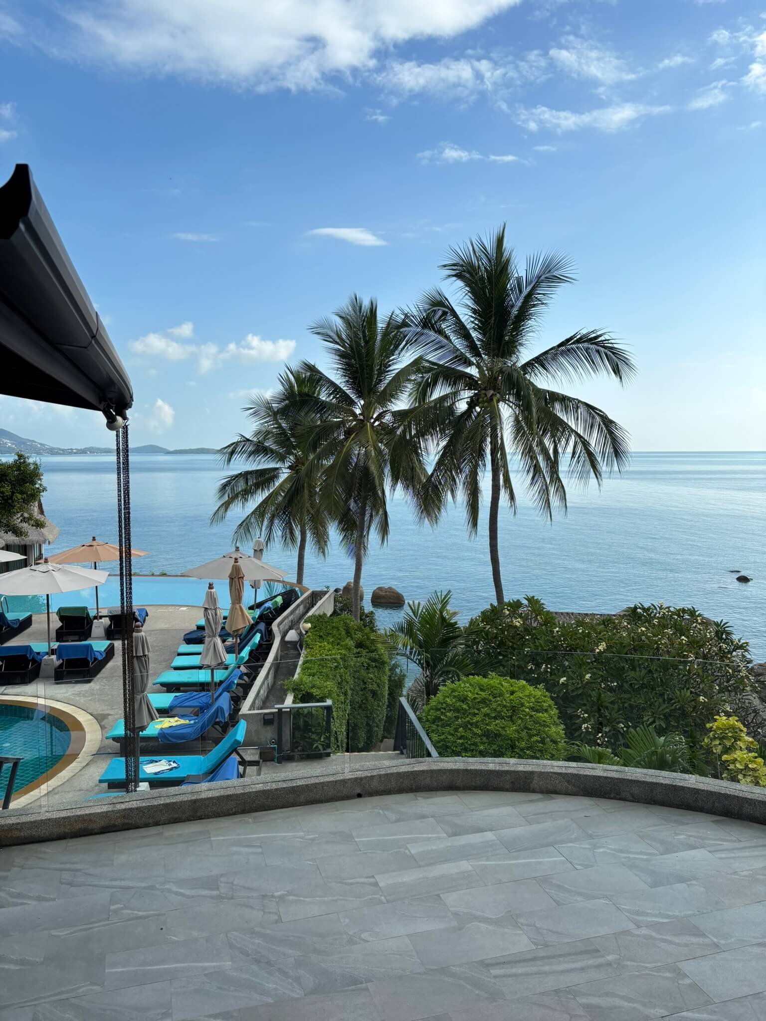 Hillside walkway to villas at Coral Cliff Beach Resort