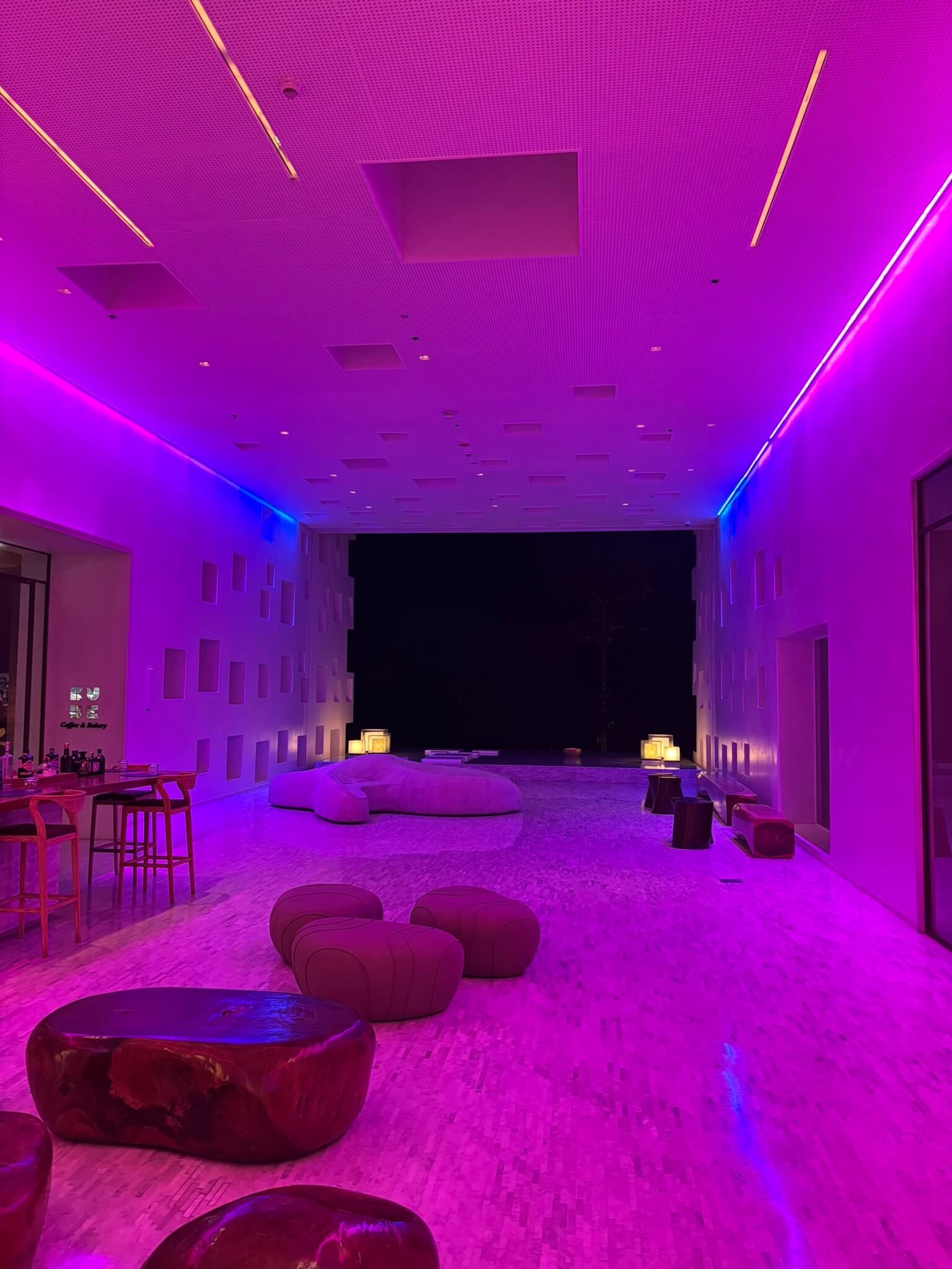 Hyatt Regency Koh Samui lobby illuminated at night