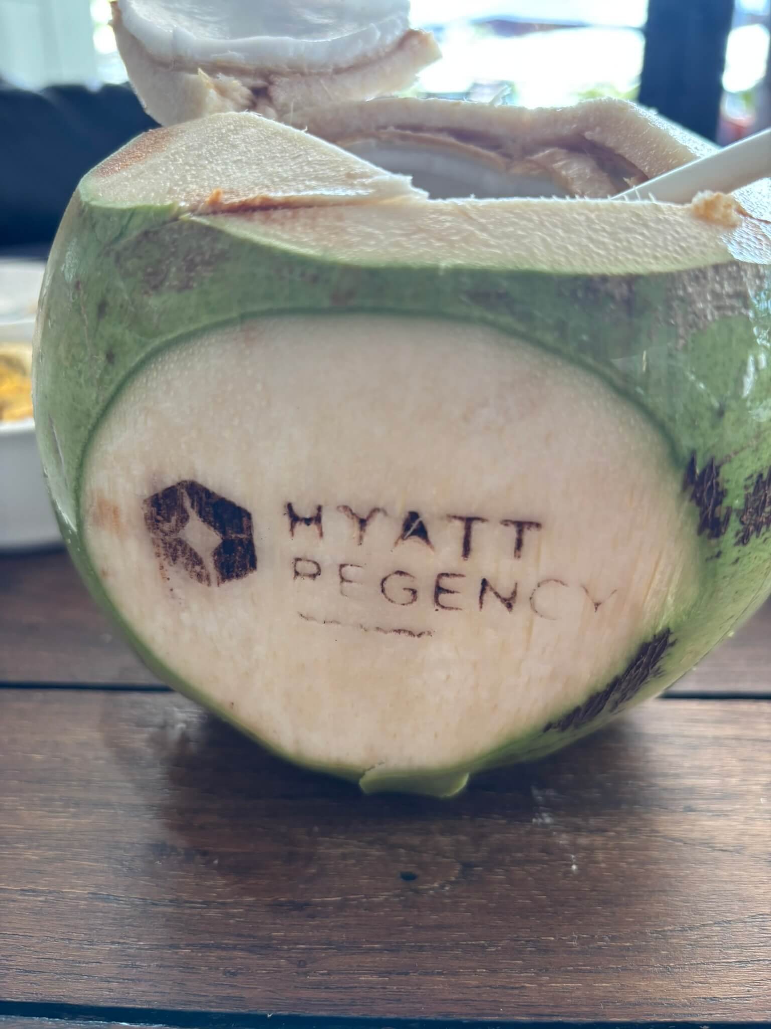 Fresh coconut drink at Hyatt Regency Koh Samui