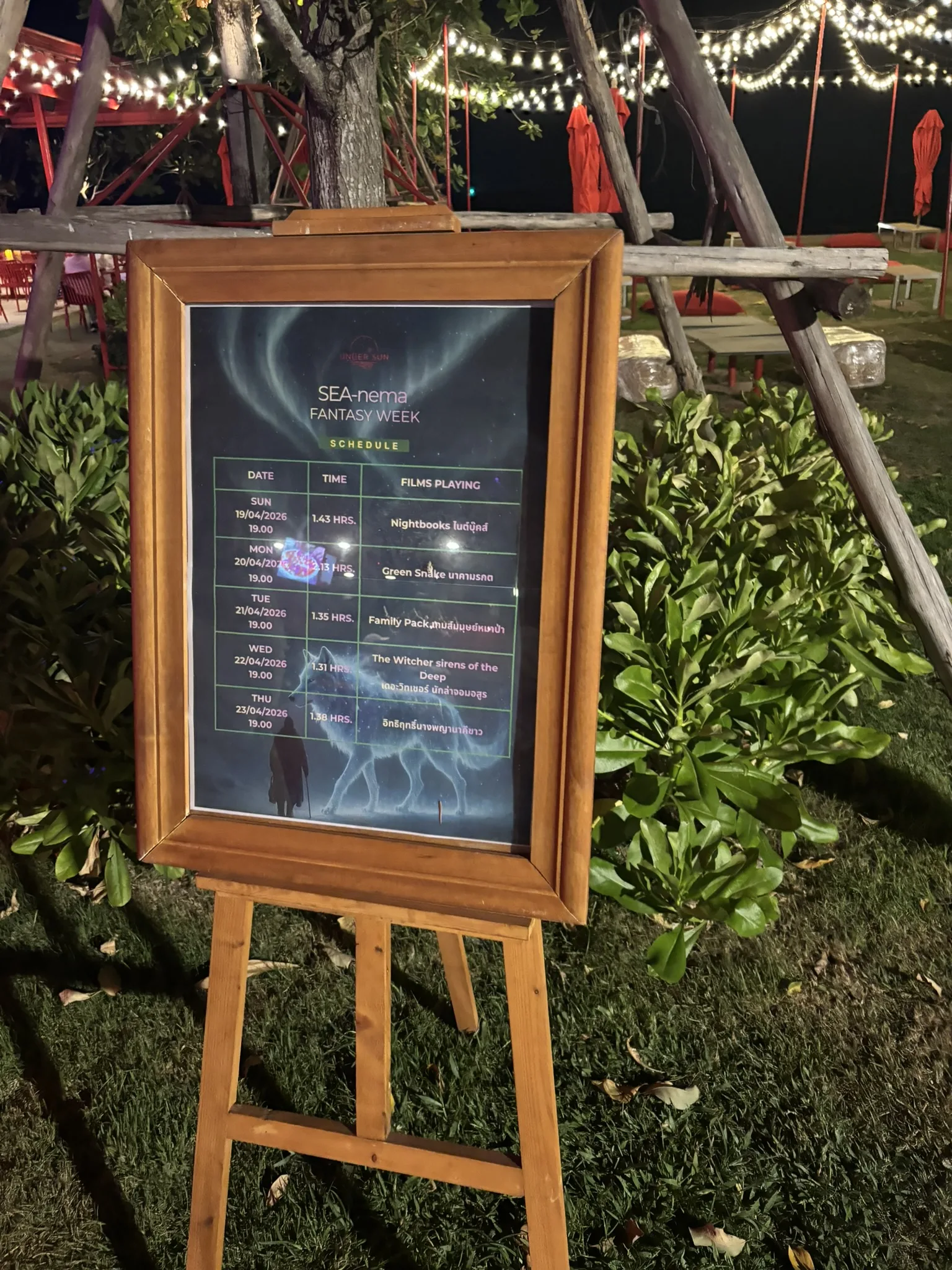 SEA-nema outdoor cinema schedule at Ana Anan Pattaya