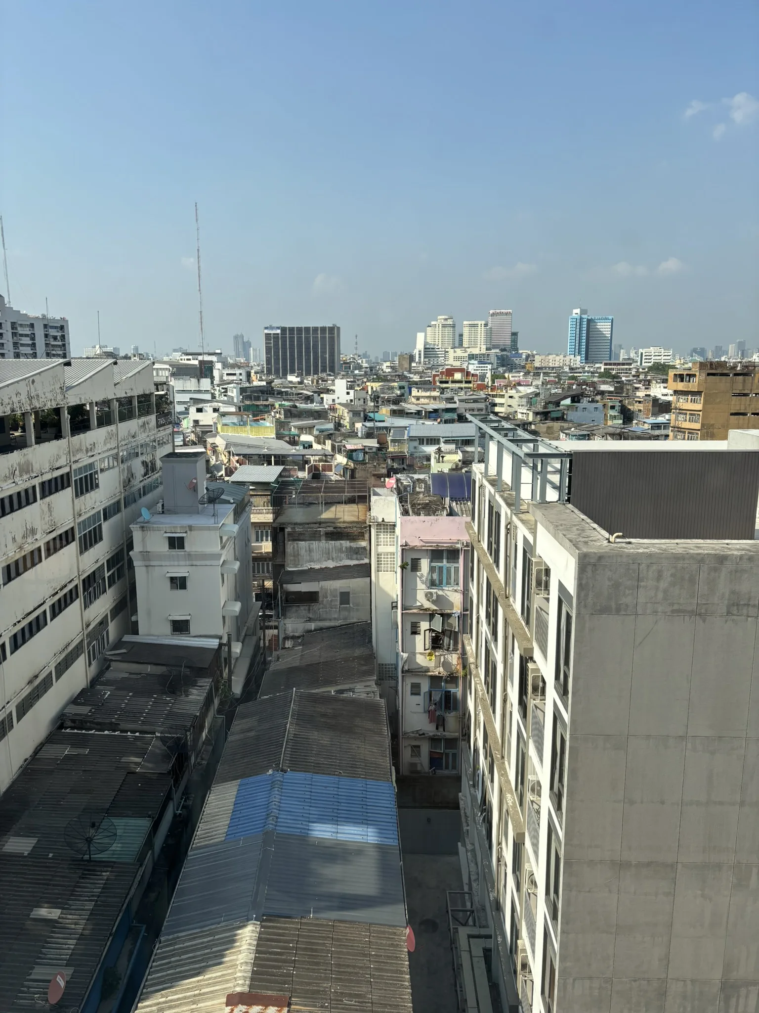 City view of Bangkok's Chinatown neighbourhood from a guest room at ASAI Bangkok Chinatown