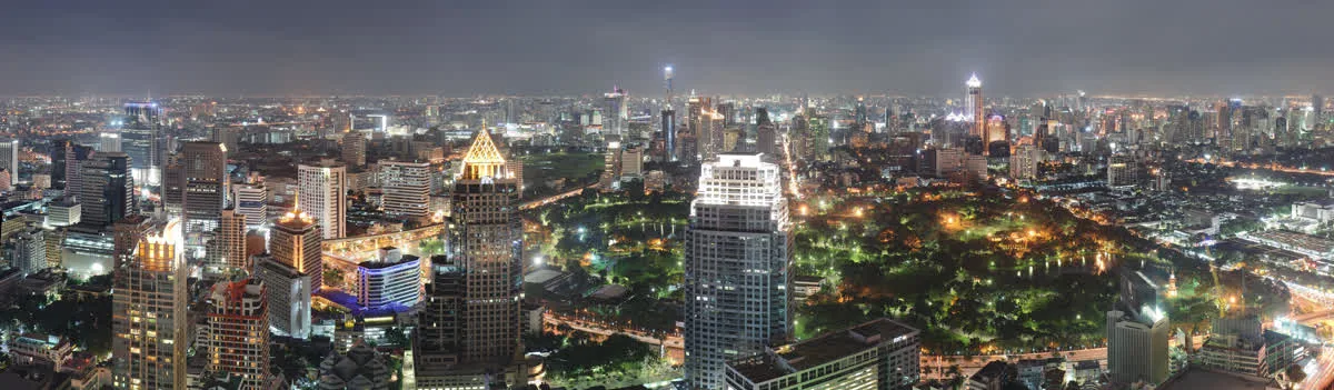 Bangkok night skyline viewed from Banyan Tree Hotel rooftop