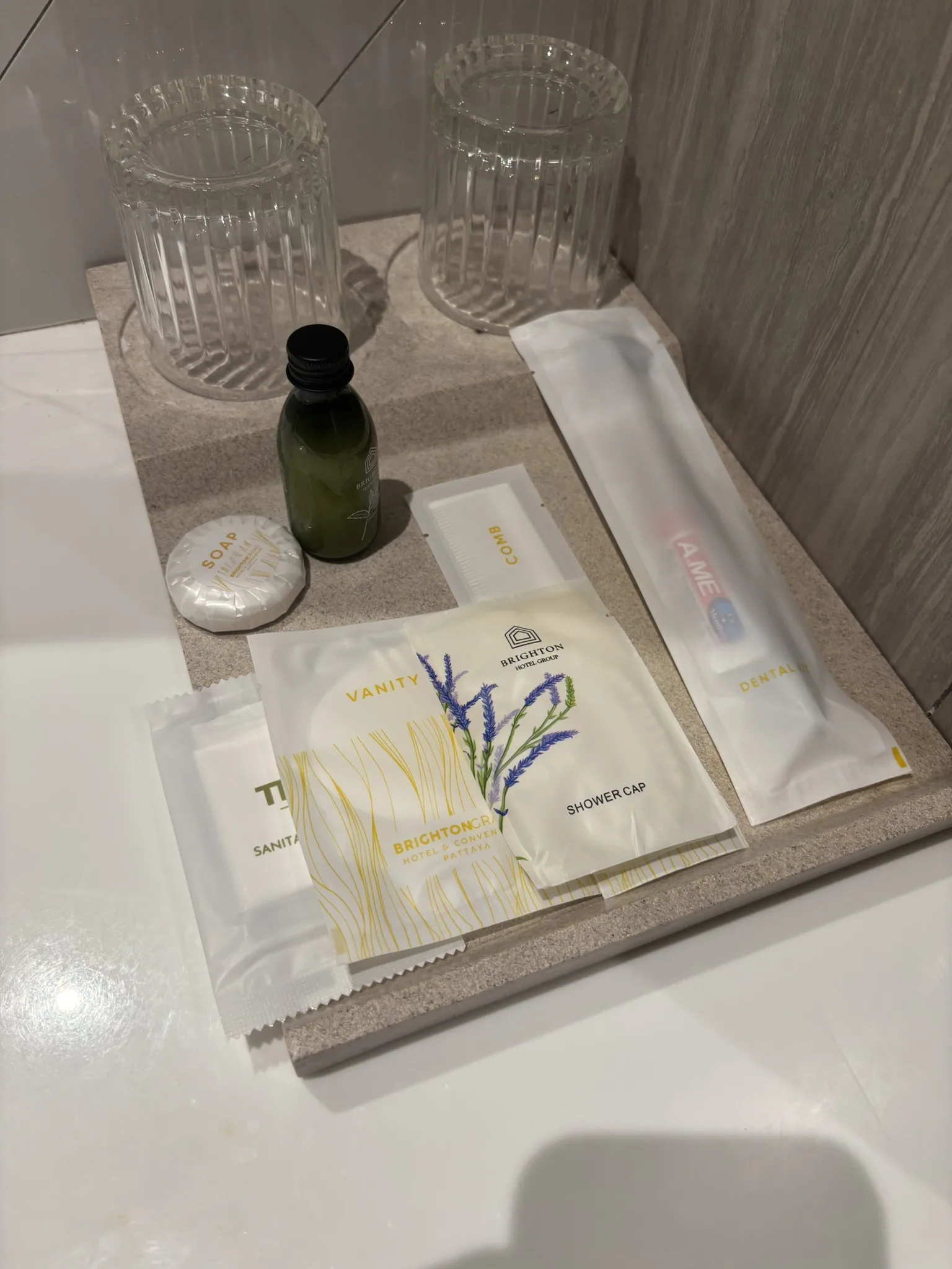 Brighton Hotel Pattaya bathroom amenity tray