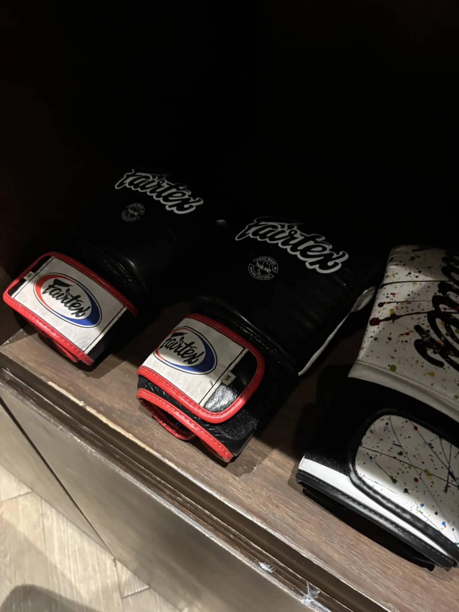 Fairtex boxing gloves in Muay Thai corner at Brighton Hotel Pattaya