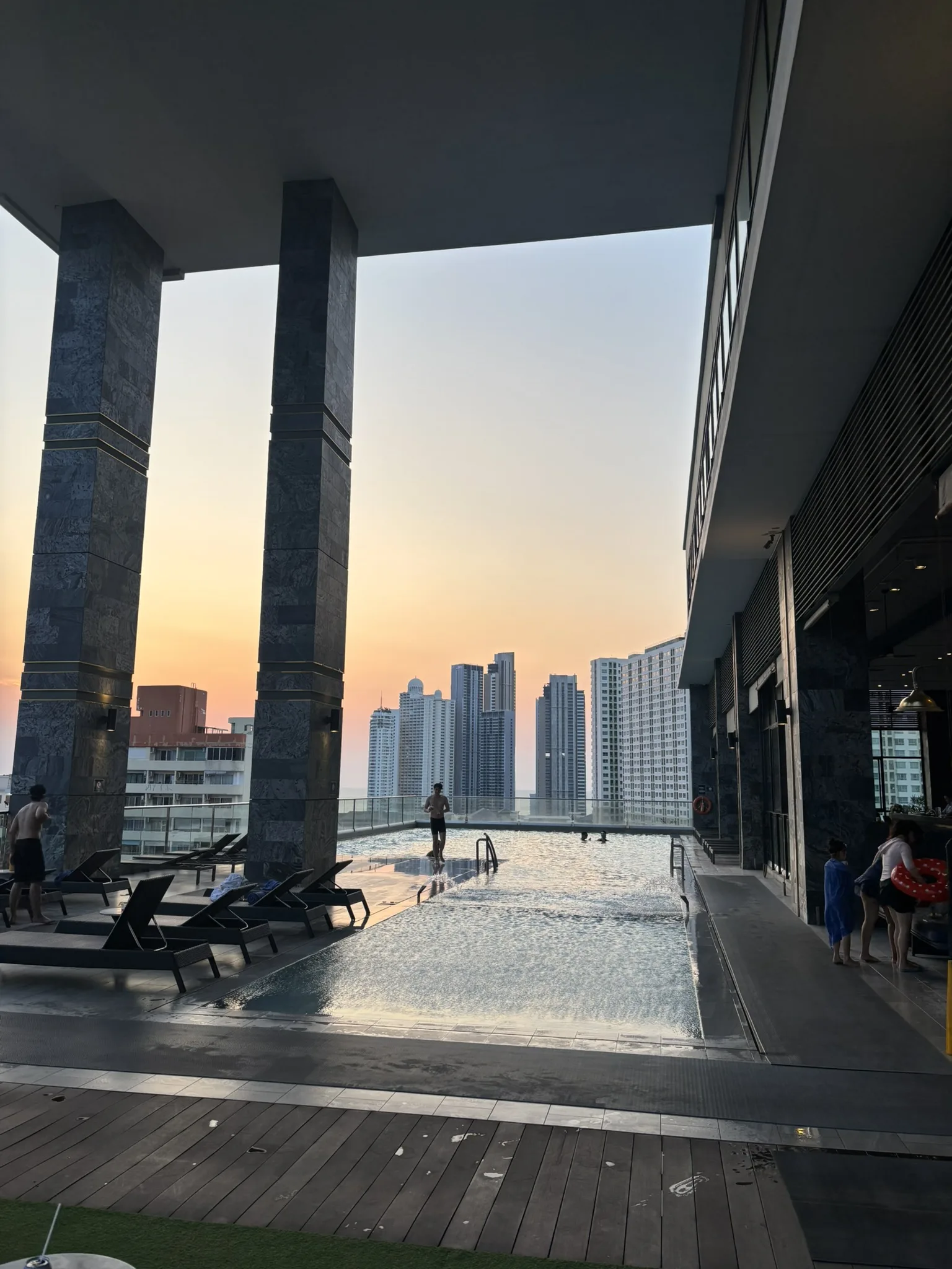 Infinity pool at dusk at Brighton Hotel Pattaya