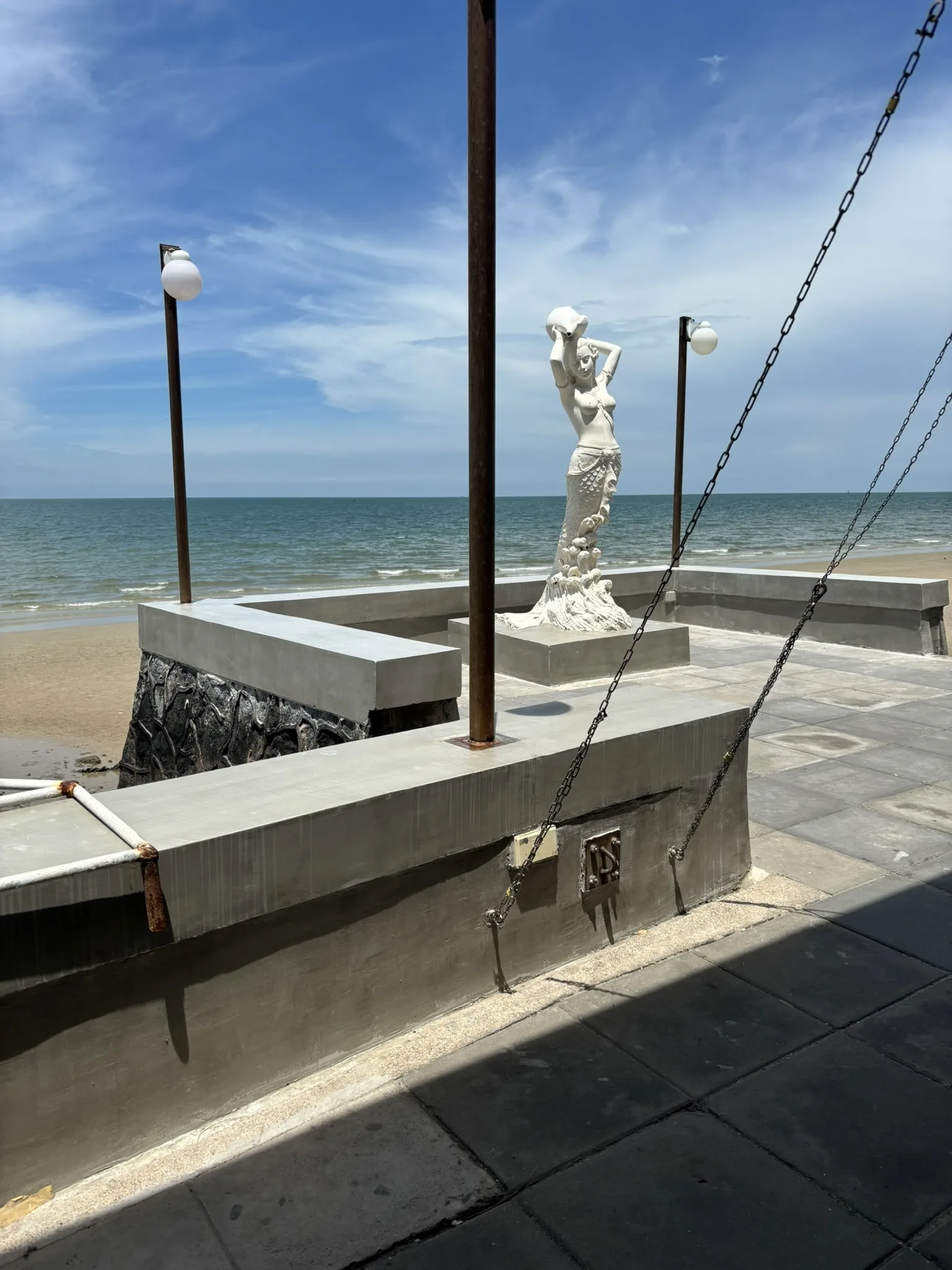 The beachfront and sea view at Baan Itsara, an old-school Hua Hin seafood restaurant