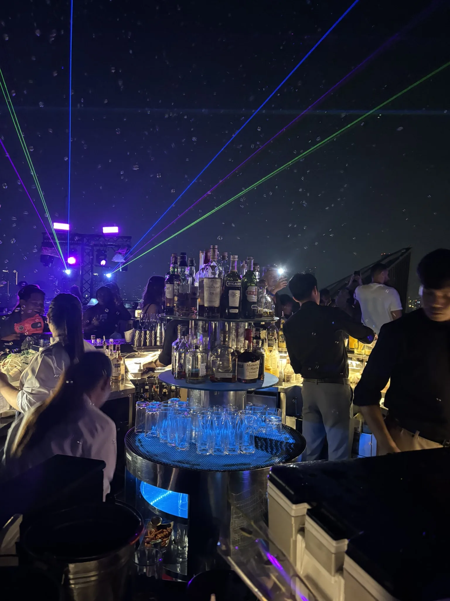 Octave rooftop bar spirits and cocktail counter