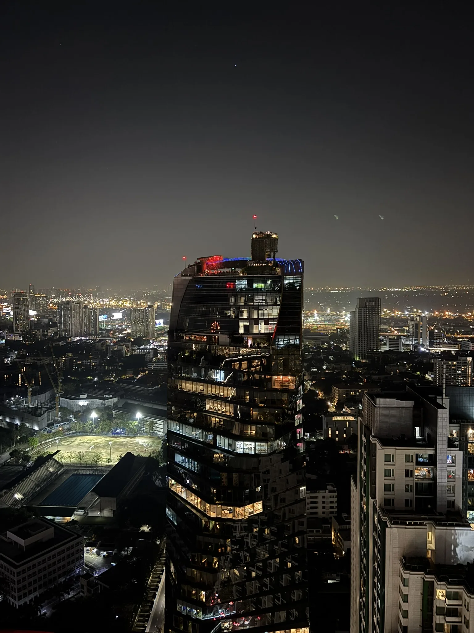 Bangkok skyline at night from Octave rooftop bar